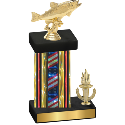 Accented Single Flag USA Victory Fishing Trophy