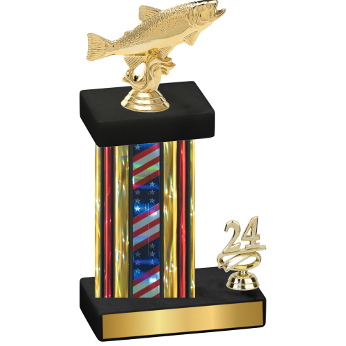 Accented Single Flag USA Year Fishing Trophy