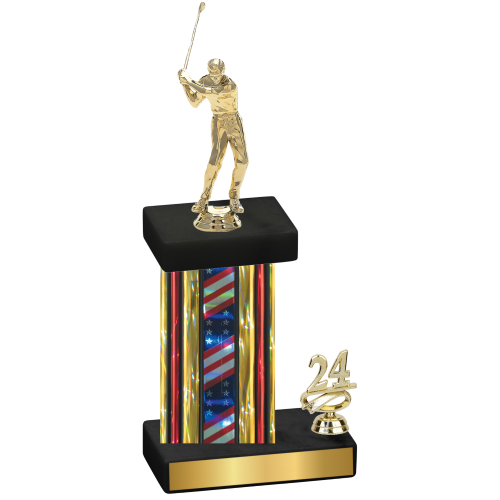 Accented Single Flag USA Year Golf Trophy