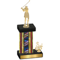 Accented Single Flag USA Third Place Golf Trophy