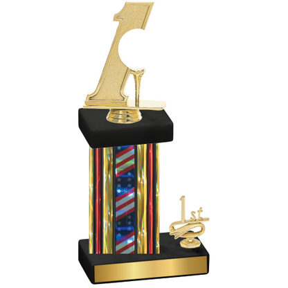 Accented Single Flag USA First Place Golf Trophy