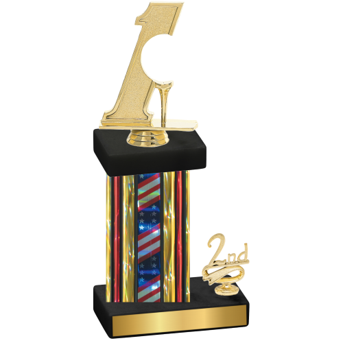 Accented Single Flag USA Second Place Golf Trophy