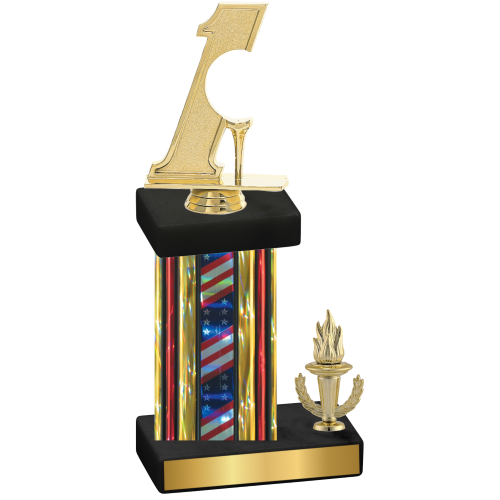 Accented Single Flag USA Victory Golf Trophy