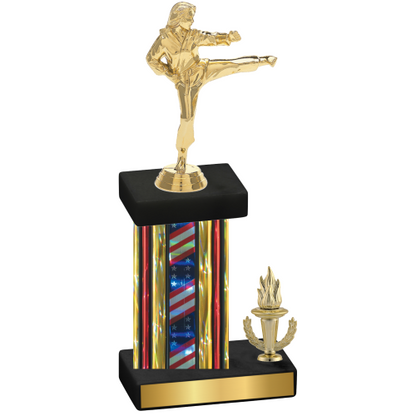 Accented Single Flag USA Victory Karate Trophy