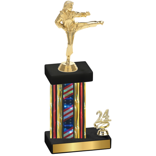 Accented Single Flag USA Year Karate Trophy