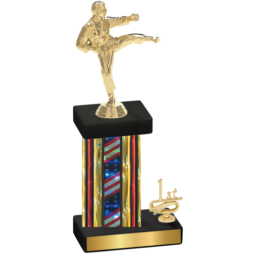 Accented Single Flag USA First Place Karate Trophy