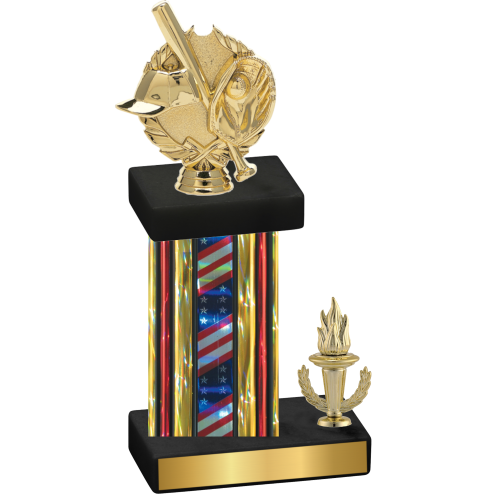 Accented Single Flag USA Victory Baseball Trophy