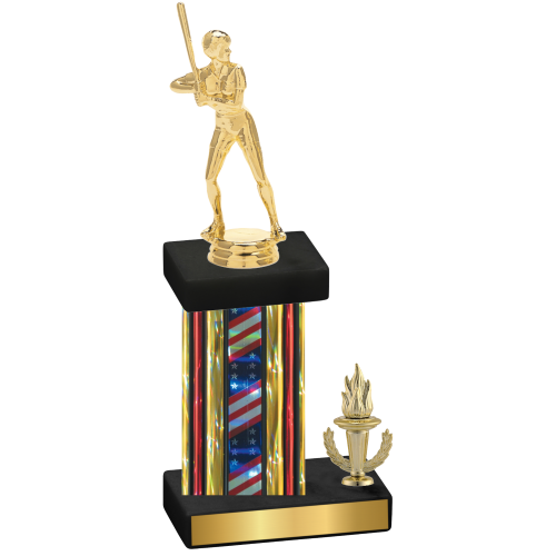 Accented Single Flag USA Victory Softball Trophy