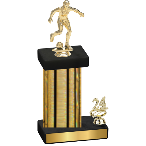 Accented Single Gold Glacier Year Soccer Trophy