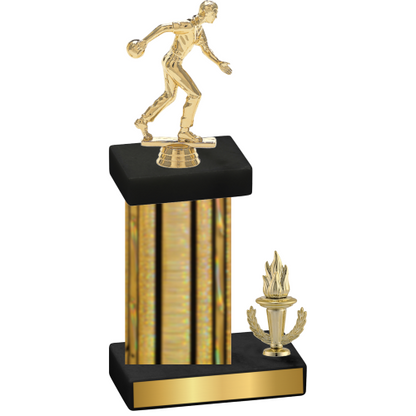 Accented Single Gold Glacier Victory Bowling Trophy