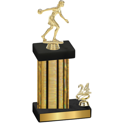 Accented Single Gold Glacier Year Bowling Trophy