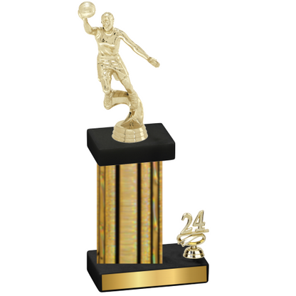 Accented Single Gold Glacier Year Basketball Trophy