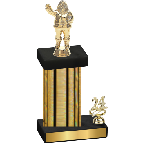 Accented Single Gold Glacier Year Holiday Trophy