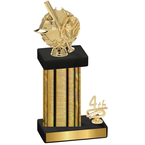 Accented Single Gold Glacier Fourth Place Baseball Trophy