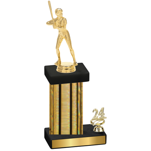 Accented Single Gold Glacier Year Softball Trophy