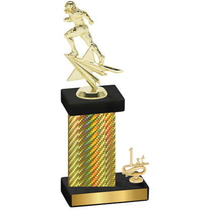 Accented Single Gold Carbon Fiber First Place Football Trophy