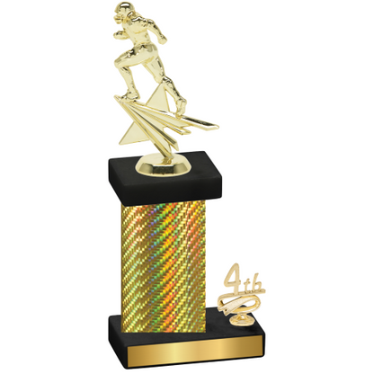Accented Single Gold Carbon Fiber Fourth Place Football Trophy