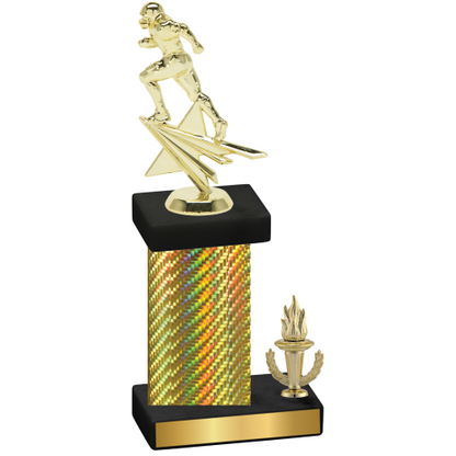 Accented Single Gold Carbon Fiber Victory Football Trophy