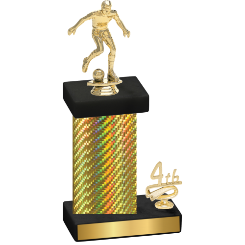 Accented Single Gold Carbon Fiber Fourth Place Soccer Trophy