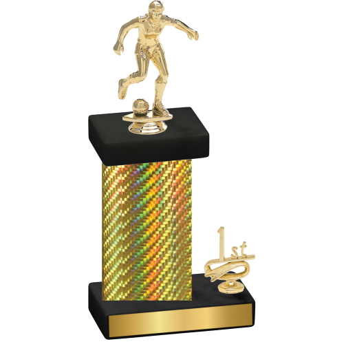 Accented Single Gold Carbon Fiber First Place Soccer Trophy