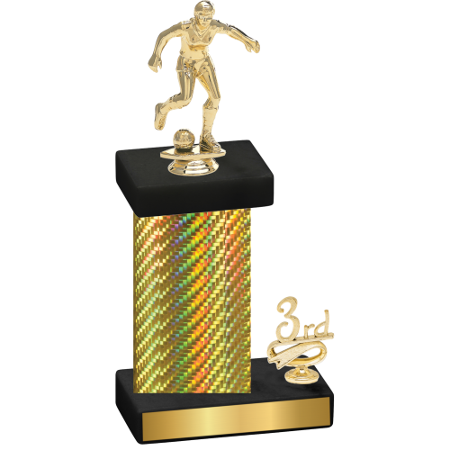 Accented Single Gold Carbon Fiber Third Place Soccer Trophy