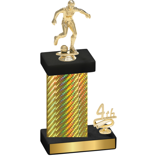 Accented Single Gold Carbon Fiber Fourth Place Soccer Trophy