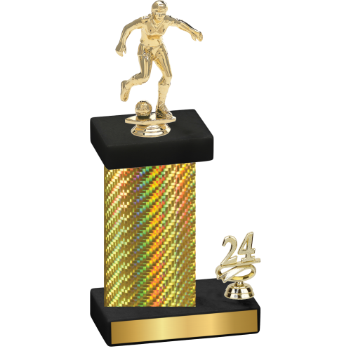 Accented Single Gold Carbon Fiber Year Soccer Trophy