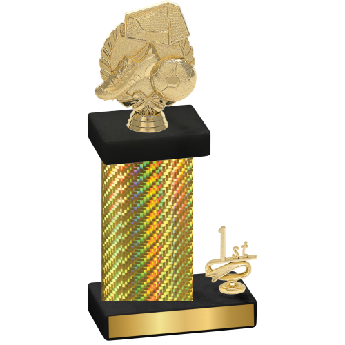 Accented Single Gold Carbon Fiber First Place Soccer Trophy