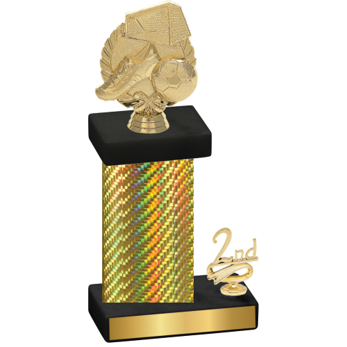 Accented Single Gold Carbon Fiber Second Place Soccer Trophy