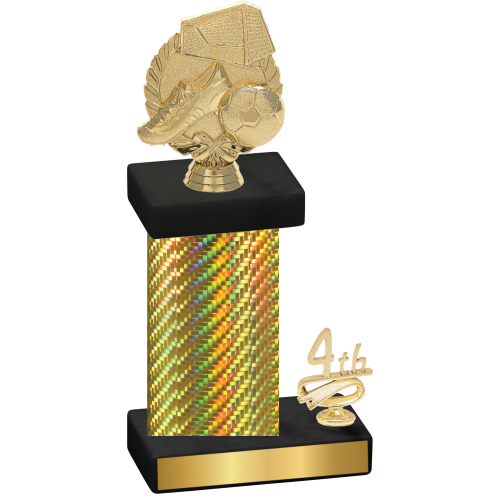 Accented Single Gold Carbon Fiber Fourth Place Soccer Trophy