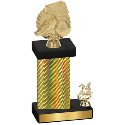 Accented Single Gold Carbon Fiber Year Soccer Trophy