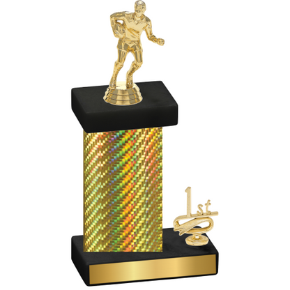 Accented Single Gold Carbon Fiber First Place Rugby Trophy