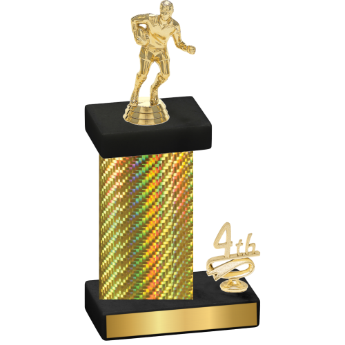 Accented Single Gold Carbon Fiber Fourth Place Rugby Trophy