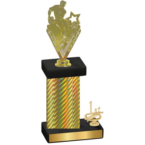 Accented Single Gold Carbon Fiber First Place Rugby Trophy