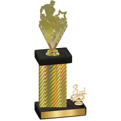 Accented Single Gold Carbon Fiber Third Place Rugby Trophy