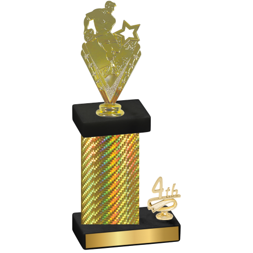 Accented Single Gold Carbon Fiber Fourth Place Rugby Trophy