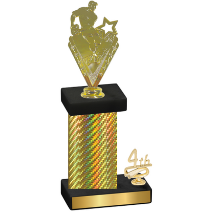Accented Single Gold Carbon Fiber Fourth Place Rugby Trophy