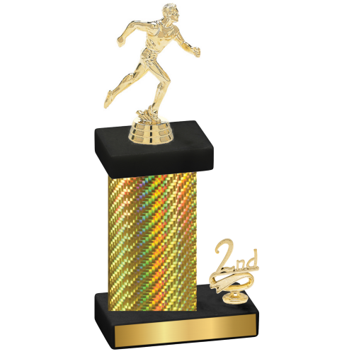 Accented Single Gold Carbon Fiber Second Place Running Trophy