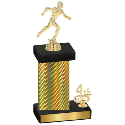 Accented Single Gold Carbon Fiber Fourth Place Running Trophy