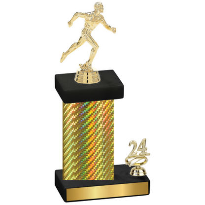 Accented Single Gold Carbon Fiber Year Running Trophy