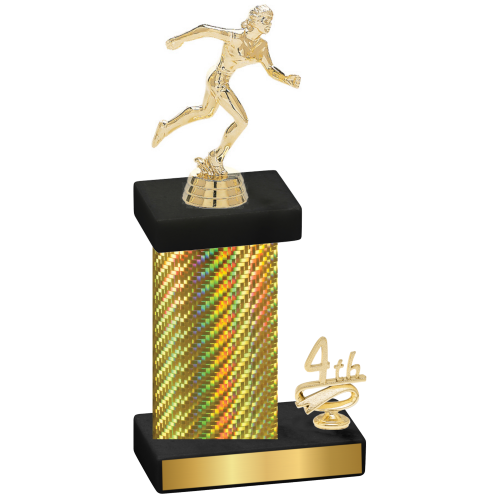 Accented Single Gold Carbon Fiber Fourth Place Running Trophy
