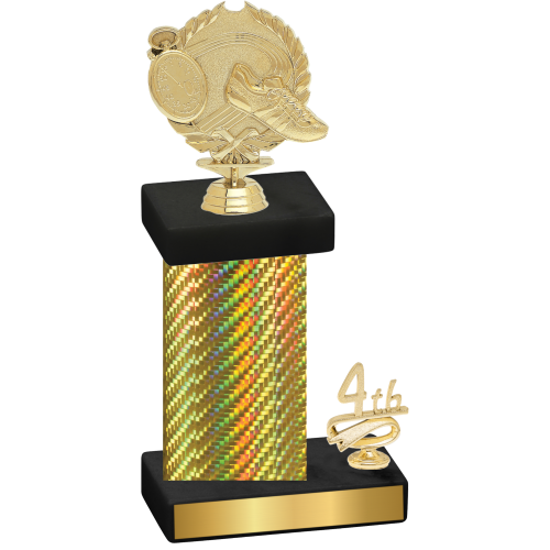 Accented Single Gold Carbon Fiber Fourth Place Running Trophy