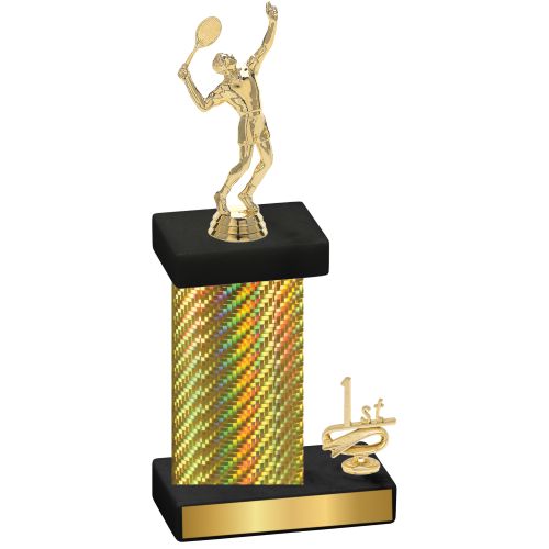 Accented Single Gold Carbon Fiber First Place Tennis Trophy