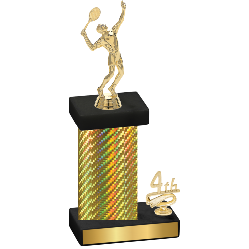 Accented Single Gold Carbon Fiber Fourth Place Tennis Trophy