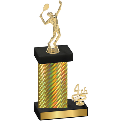 Accented Single Gold Carbon Fiber Fourth Place Tennis Trophy
