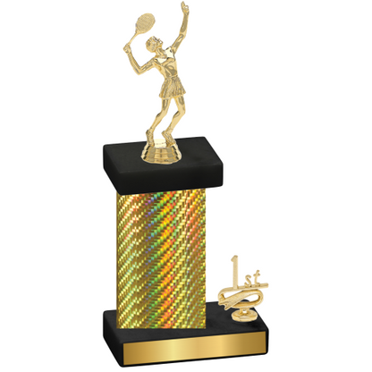 Accented Single Gold Carbon Fiber First Place Tennis Trophy