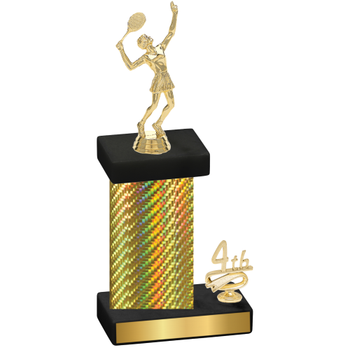Accented Single Gold Carbon Fiber Fourth Place Tennis Trophy