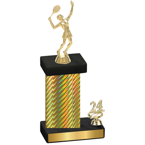 Accented Single Gold Carbon Fiber Year Tennis Trophy