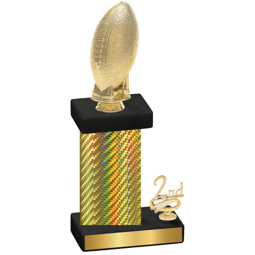 Accented Single Gold Carbon Fiber Second Place Football Trophy