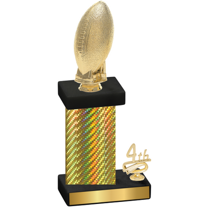 Accented Single Gold Carbon Fiber Fourth Place Football Trophy
